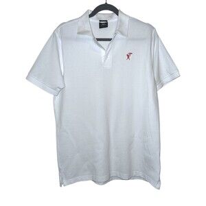 Tee Jays Mens White Luxury Stretch Red Logo Preppy Tennis Prep Polo Size M